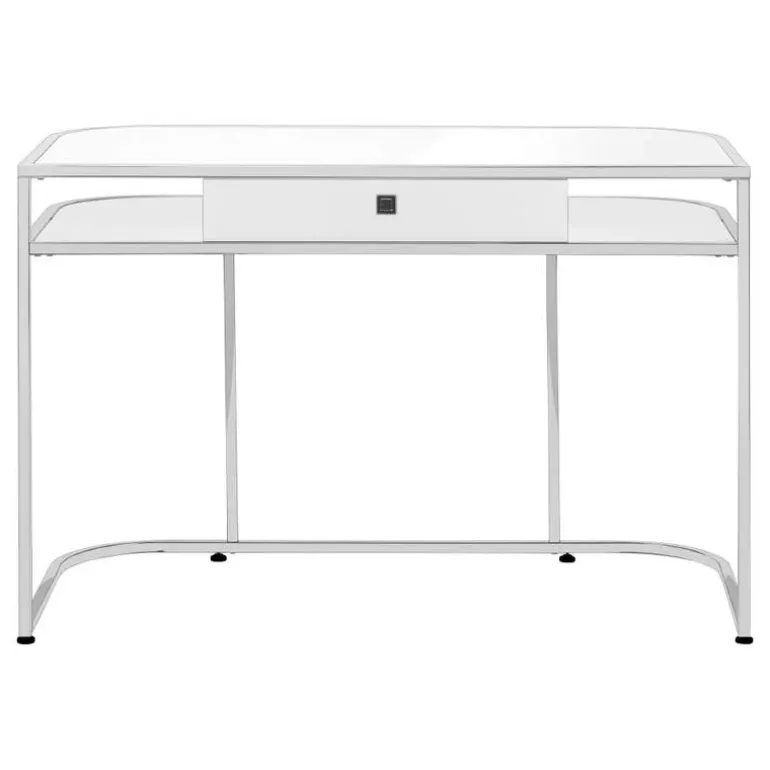 Computer desk - 2 tiers / 1 storage drawer / 2 open shelves / contemporary st - Monarch