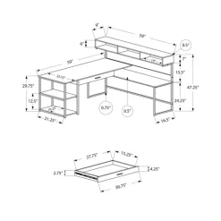 Computer desk - dark taupe / black metal corner - Monarch
