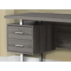 Computer desk / dark taupe and silver metal - Monarch