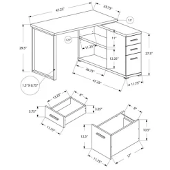 Computer desk - dark taupe left or right facing corner - Monarch