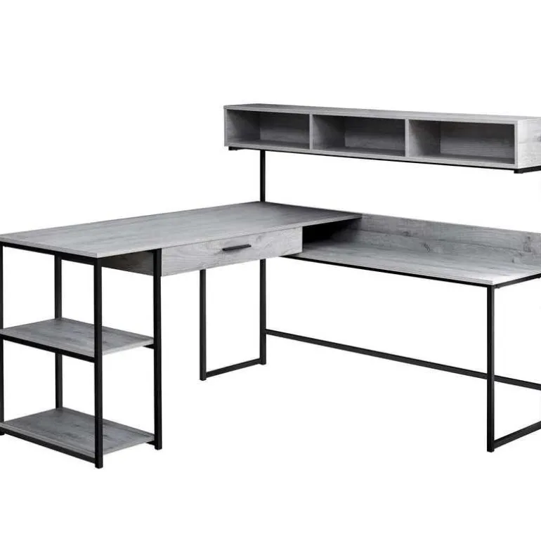 Computer desk - grey / black metal corner - Monarch