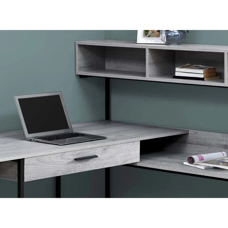 Computer desk - grey / black metal corner - Monarch