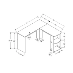 Computer desk - industrial grey l-shaped corner/2 shelves - Monarch