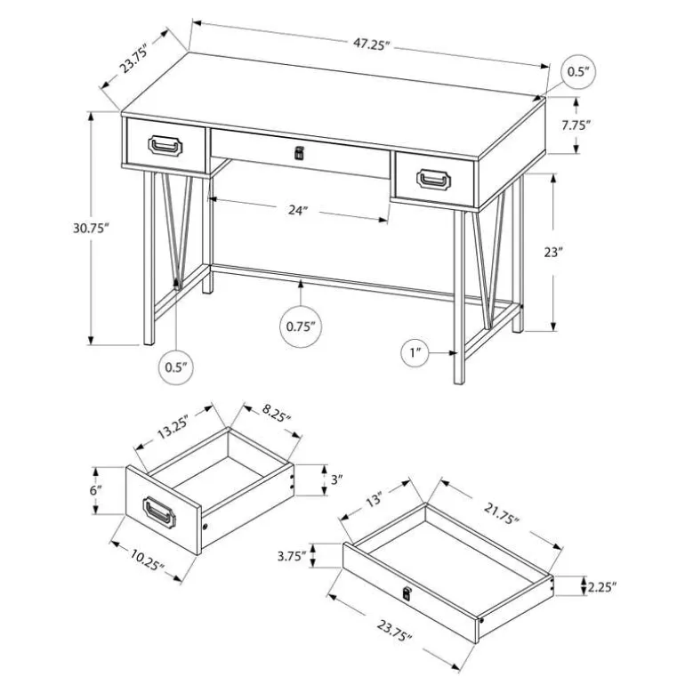 Computer desk - 48"l / brown reclaimed wood / black metal - Monarch
