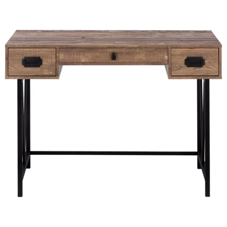 Computer desk - 48"l / brown reclaimed wood / black metal - Monarch