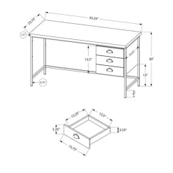 Computer desk - 55"l / brown reclaimed wood / black metal - Monarch