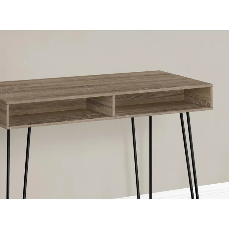 Computer desk - 40"l / dark taupe / black metal - Monarch