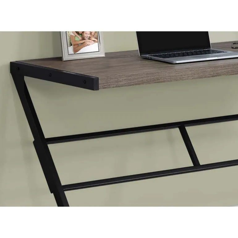 Computer desk - 48"l / dark taupe / black metal - Monarch
