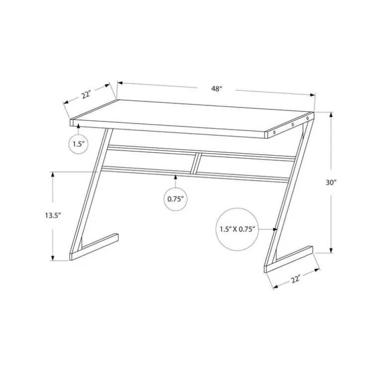 Computer desk - 48"l / dark taupe / black metal - Monarch