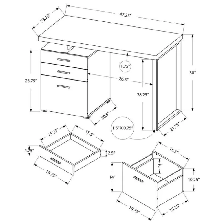 Computer desk - 48"l / dark taupe left or right facing - Monarch