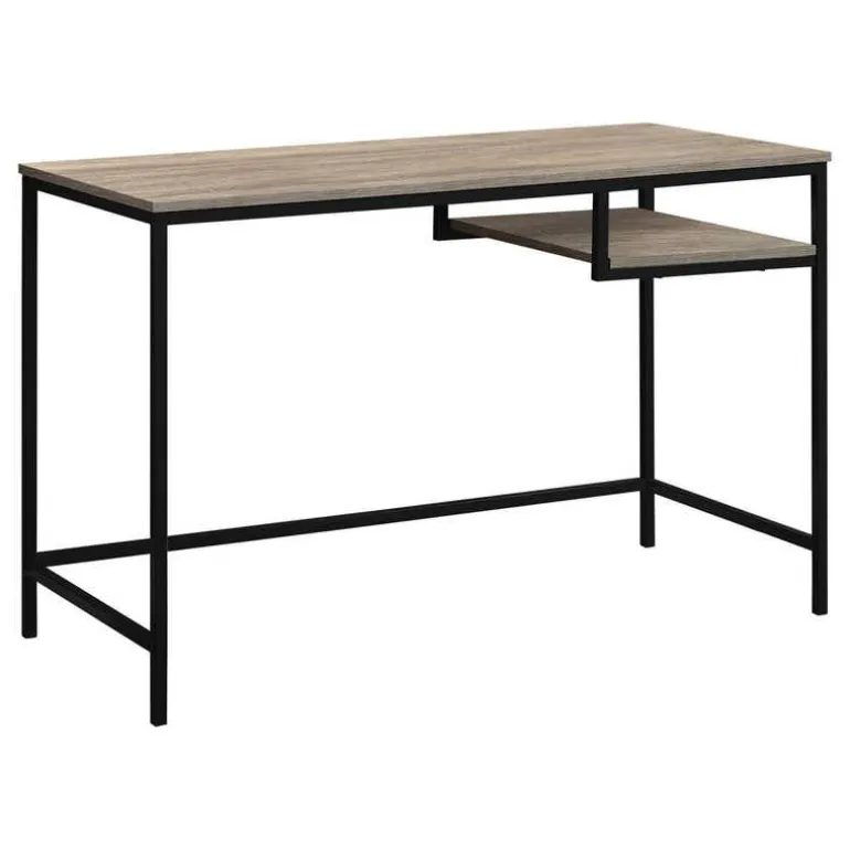Computer desk - 48"l / dark taupe / black metal - Monarch