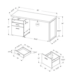 Computer desk - 60"l / espresso / silver metal - Monarch