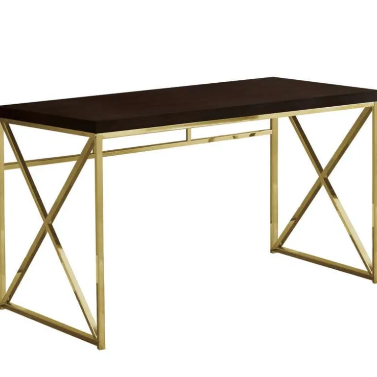 Computer desk - 48"l / espresso / gold metal - Monarch