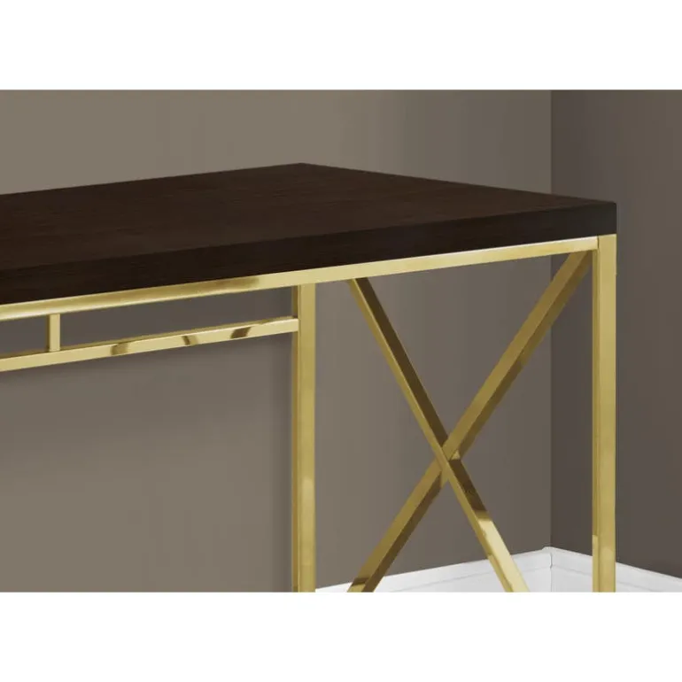 Computer desk - 48"l / espresso / gold metal - Monarch