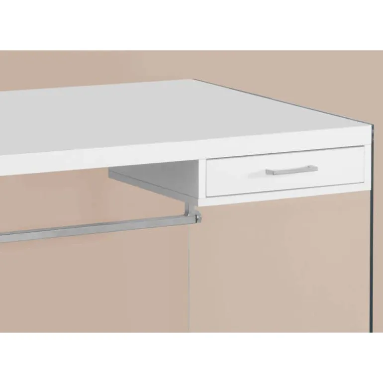 Computer desk - 48"l / glossy white / tempered glass - Monarch