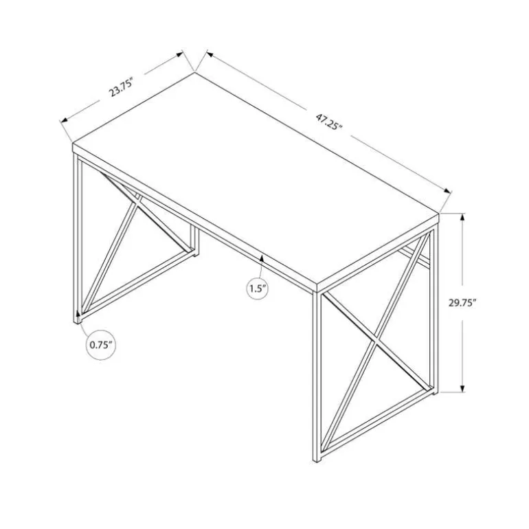 Computer desk - 48"l / glossy white / chrome metal - Monarch