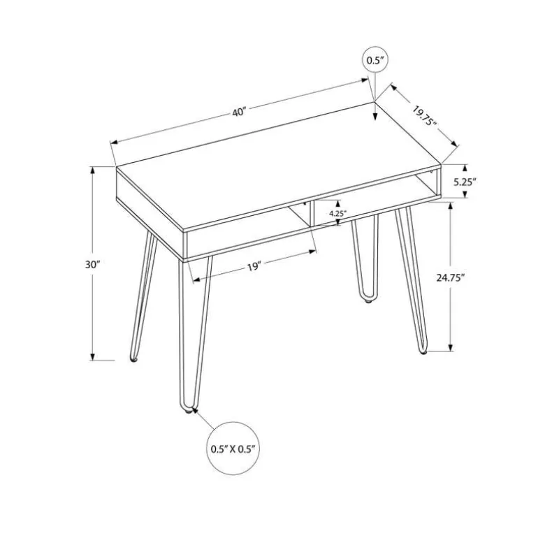 Computer desk - 40"l / grey / black metal - Monarch