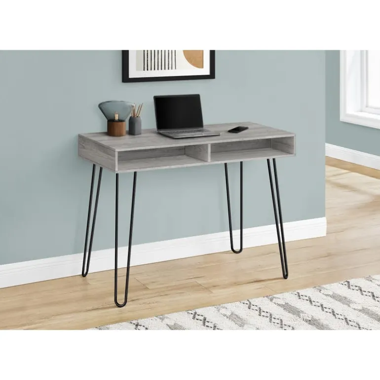 Computer desk - 40"l / grey / black metal - Monarch