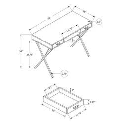 Computer desk - 42"l / grey stone-look / black metal - Monarch