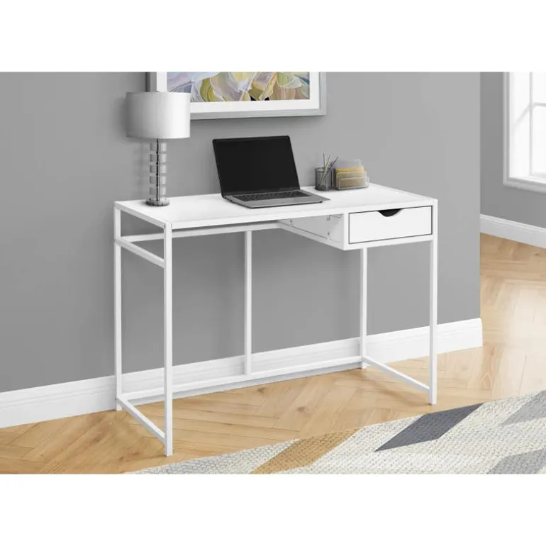 Computer desk - 42"l / white / white metal - Monarch