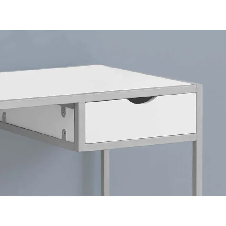 Computer desk - 42"l / white / silver metal - Monarch