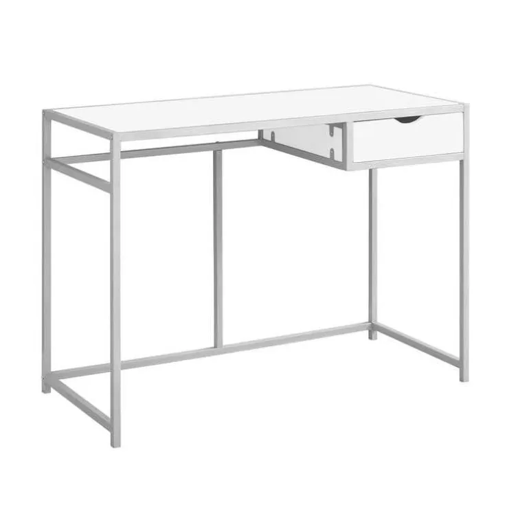 Computer desk - 42"l / white / silver metal - Monarch
