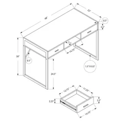 Computer desk - 48"l / white / silver metal - Monarch