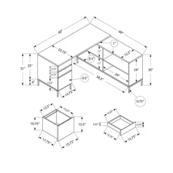 Computer desk - 60"l / white l-shaped corner - Monarch