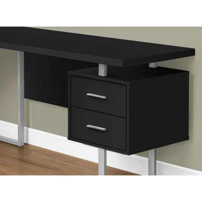 Computer desk - l-shaped / corner / 3 drawers / metal legs / reversible - 71" - Monarch