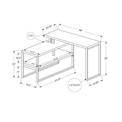 Computer desk - l-shaped / corner / 2 open shelves / 60"l x 47"w - grey concr - Monarch