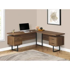Computer desk - l-shaped / corner / 3 drawers / metal legs / reversible - 71
