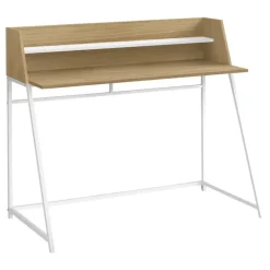 Computer desk - small hutch / 1 shelf / trapezoid-shaped legs - 48