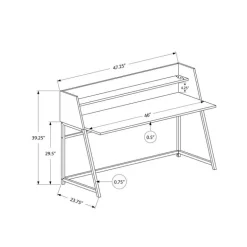 Computer desk - small hutch / 1 shelf / trapezoid-shaped legs - 48"l - brown - Monarch