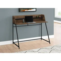 Computer desk - small hutch / 1 shelf / trapezoid-shaped legs - 48