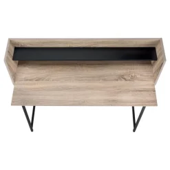 Computer desk - small hutch / 1 shelf / trapezoid-shaped legs - 48