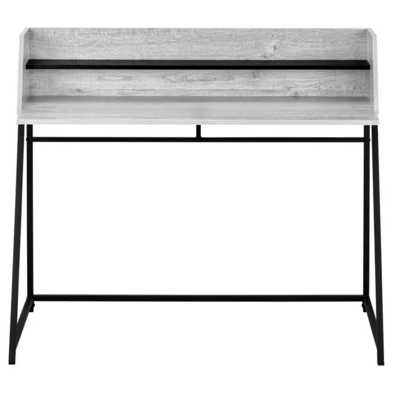 Computer desk - small hutch / 1 shelf / trapezoid-shaped legs - 48"l - grey w - Monarch