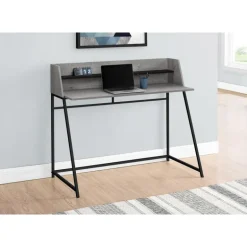 Computer desk - small hutch / 1 shelf / trapezoid-shaped legs - 48