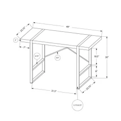 Computer desk - thick-panel desktop / inset metal legs - 48"l - natural wood- - Monarch