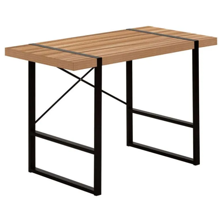 Computer desk - thick-panel desktop / inset metal legs - 48"l - light reclaim - Monarch