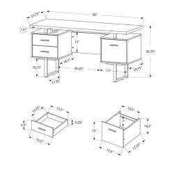 Computer desk / white and silver metal - Monarch