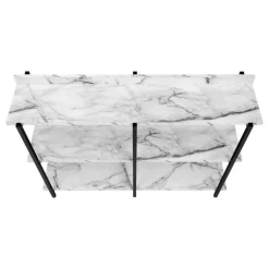 Console table - 3 tier / shelves / rectangular / metal legs - 48