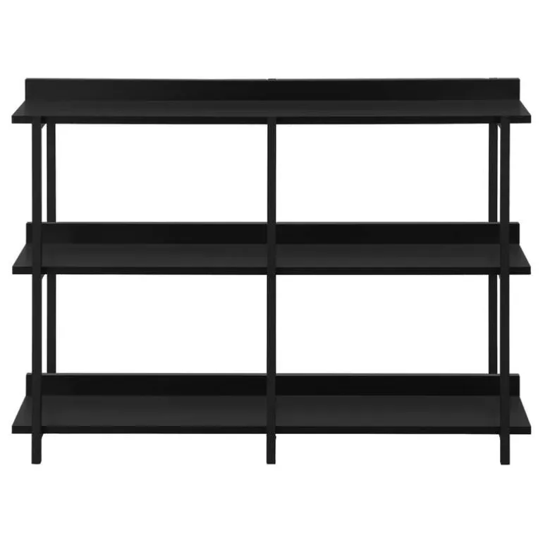 Console table - 3 tier / shelves / rectangular / metal legs - 48"l - black / - Monarch