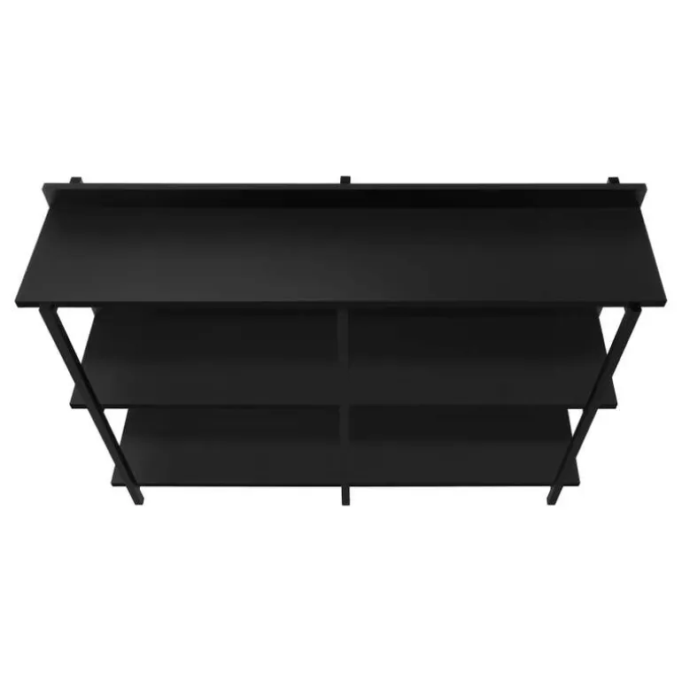 Console table - 3 tier / shelves / rectangular / metal legs - 48"l - black / - Monarch