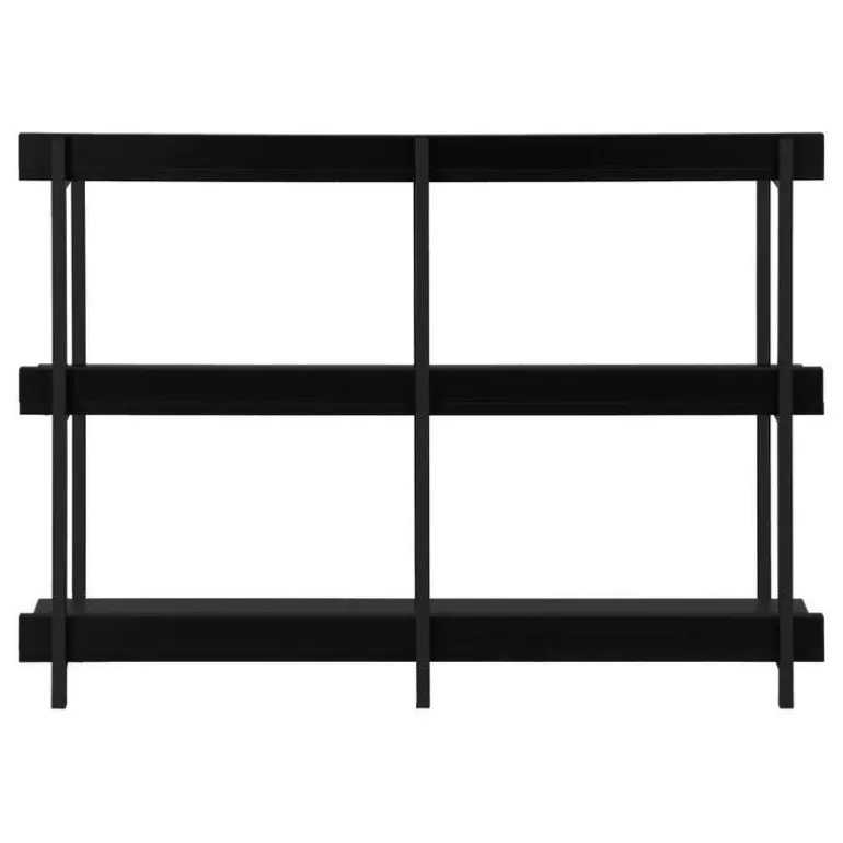 Console table - 3 tier / shelves / rectangular / metal legs - 48"l - black / - Monarch