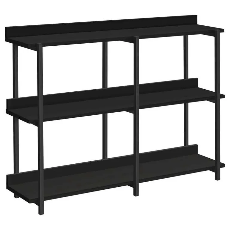 Console table - 3 tier / shelves / rectangular / metal legs - 48"l - black / - Monarch