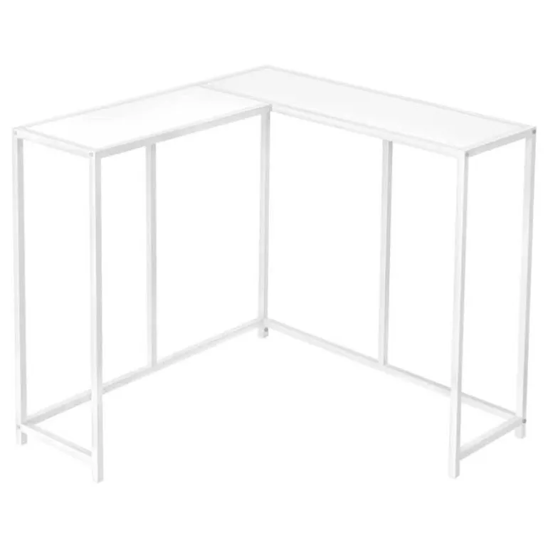 Console table - l-shaped / corner / metal frame - 36"l - white - Monarch