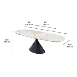 Convertible & Extendable Oval Dining Table with Pedestal - 63"