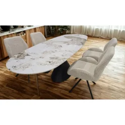 Convertible & Extendable Oval Dining Table with Pedestal - 63