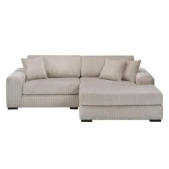 Corduroy Velvet Sectional with Right-Side Chaise - Beige