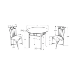 Dining set - 3pcs set / espresso marble / bronze metal